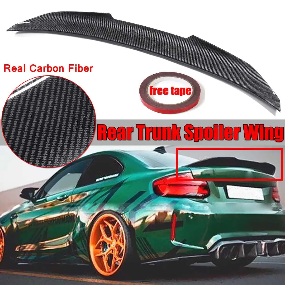 PSM Style Car Rear Trunk Spoiler Lip Boot Wing Lip Extension Real Carbon Fiber For BMW F22 M235i 2 Door Coupe F87 M2 2014-2021