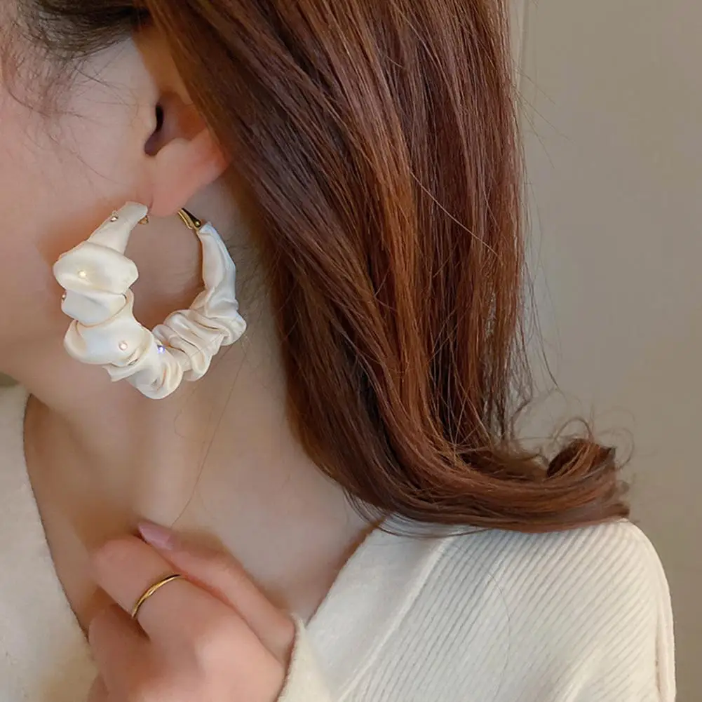 

Drop Earrings Shining Women Earrings Silk Cloth Fashion Dangle Earrings for Women Wedding Jewelry