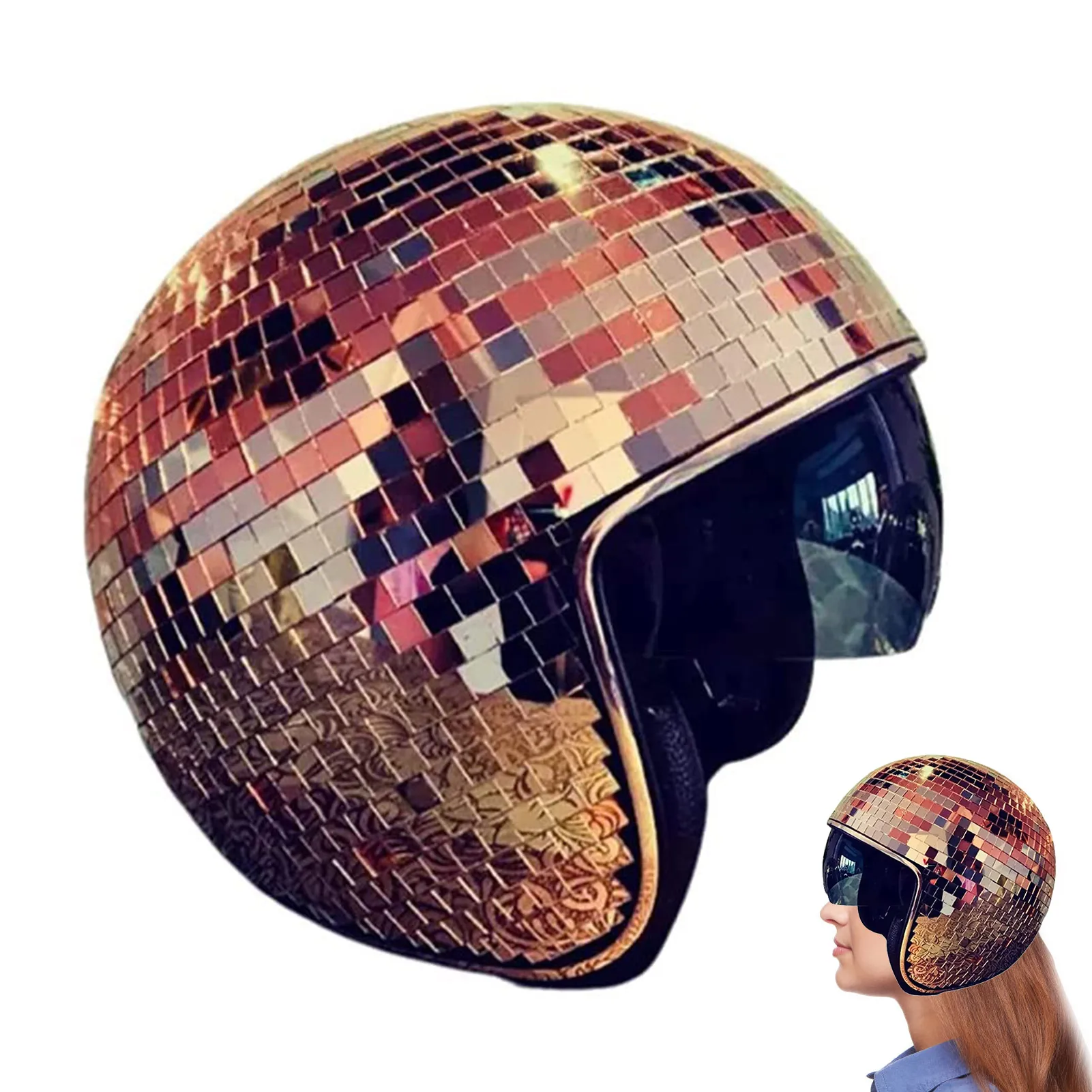 

Disco Ball Helmets With Retractable Classic Disco Mirror Glitter Ball Helmets Glitter Mirror Disco Ball Helmets For Dance Party