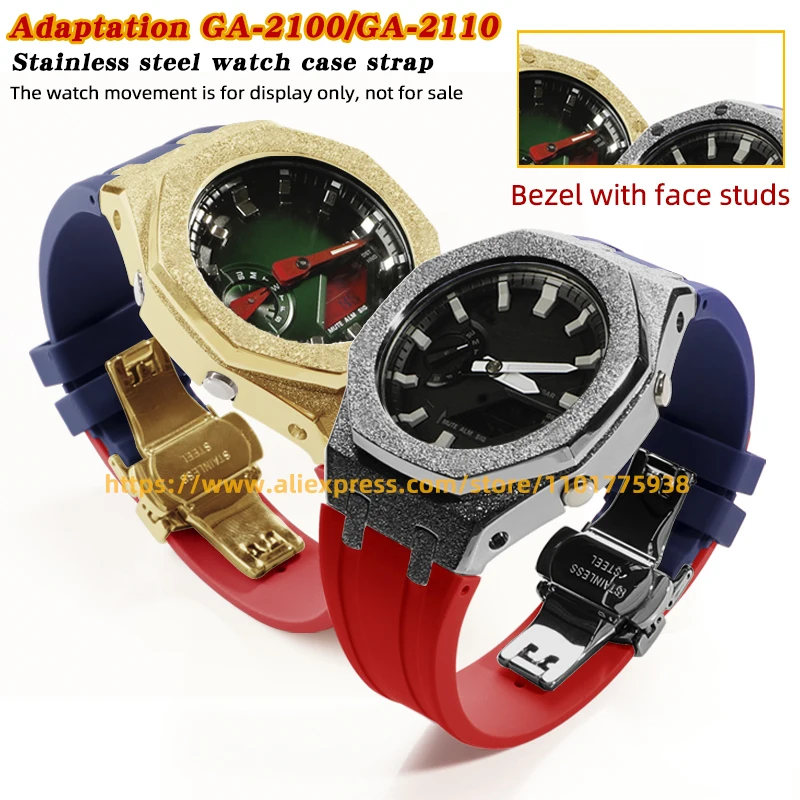 New GA-2100 Stainless Steel Case Strap for Casio G Shock GA-2110 Replacement Accessory Set