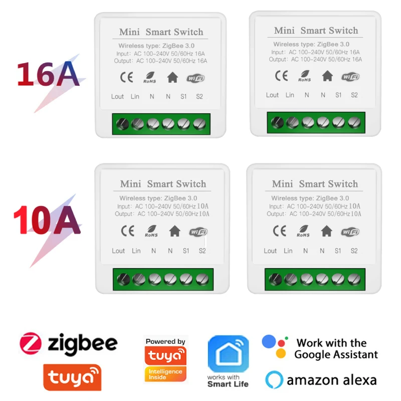 

Умный мини-выключатель Tuya Zigbee, 10 А, 16 А, 1-20 шт.