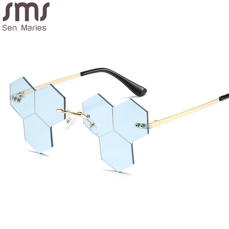 

Новые трендовые солнцезащитные очки без оправы для женщин и мужчин, модные солнцезащитные очки в стиле стимпанк с кисточками, женские безра...