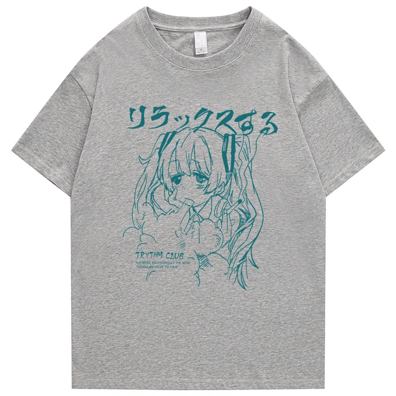 Футболка в стиле хип-хоп с мультяшным аниме 2024