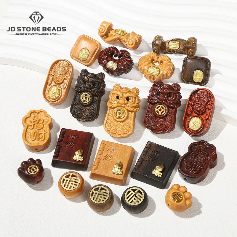 1 шт. натуральный сандал резной геометрической формы медный инкрустированный