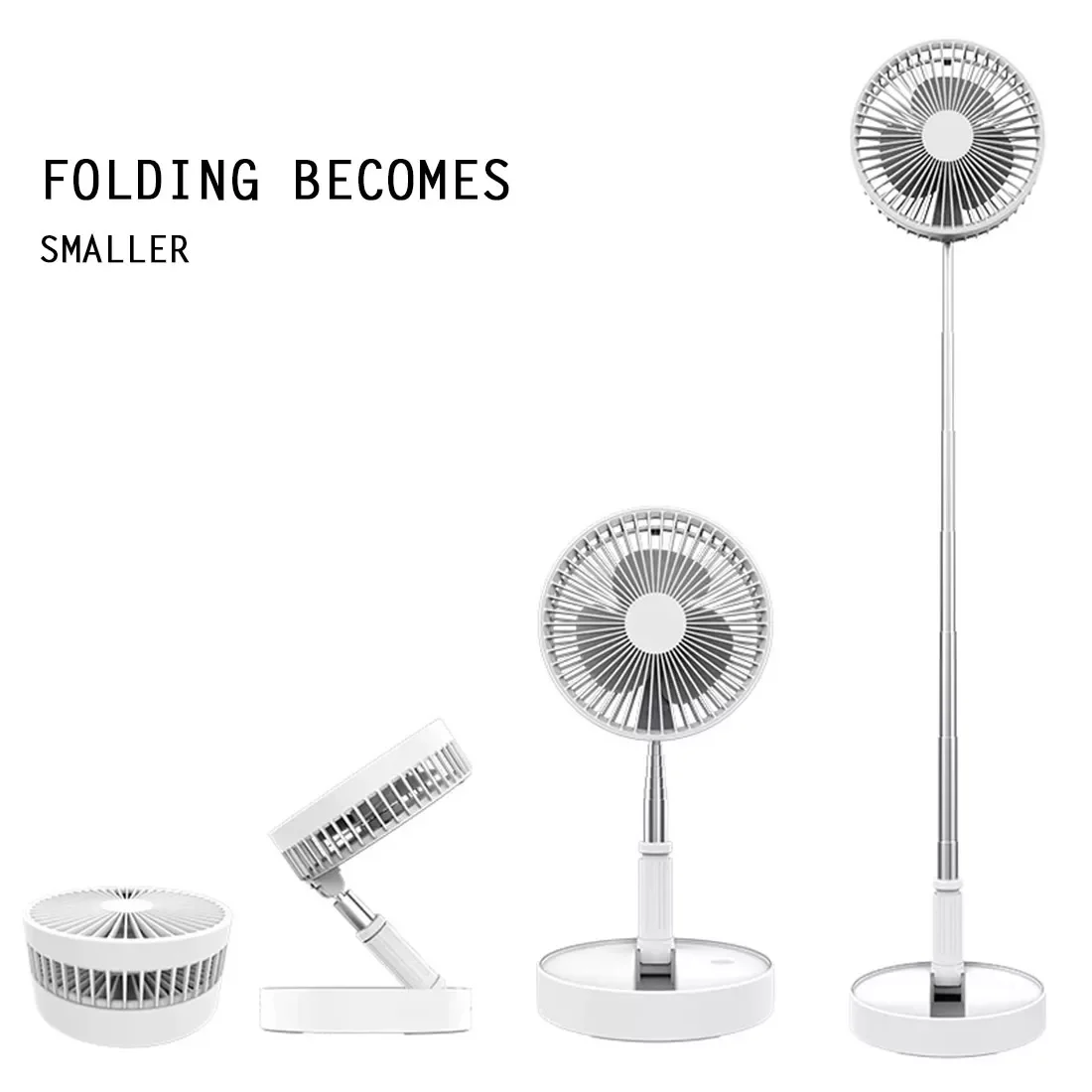 

USB Floor Fan Folding Telescopic Mini Fan Rechargeable Student Folding Cooling Small Dormitory Bed Desk Outdoor Camping