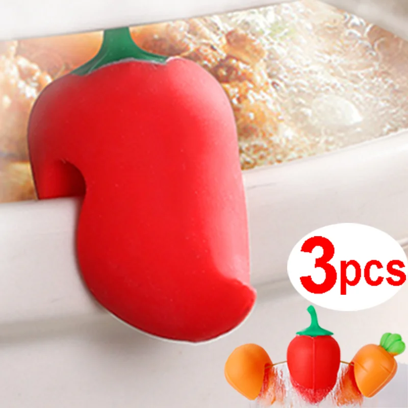

3pcs Silicone Fake Chili for Pot Lid Clips Anti-Overflow Stopper Kitchen Boiled Heat-resistant Pot CoverLifter Anti-spill Rack