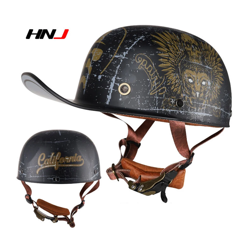 

2022 Motorcycle Helmet German Men's Motorcycle Helmet Black Helmet Motorcycle Vintage Cascos Para Moto Peaked Cap Half Helmet