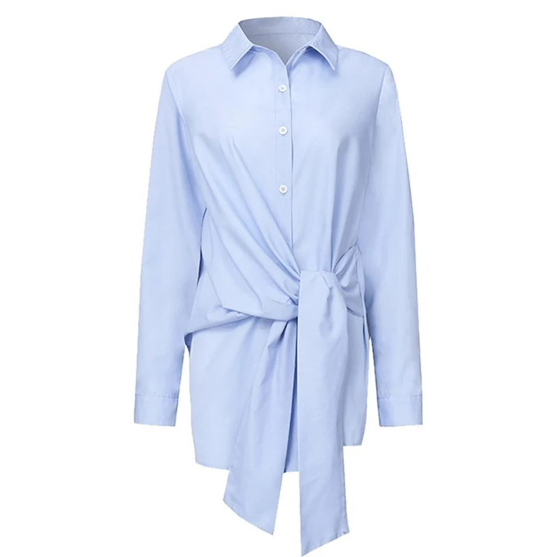 Белая рубашка на пуговицах Женский Топ хлопковые офисные рубашки свободные