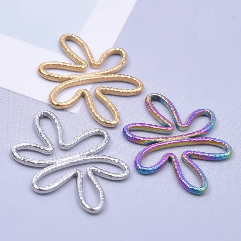 

Vintage Line Flower Stainless Steel Jewelry Pendant Charms Jewelry Making Necklace Earring for Women Craft Supplies Accessories