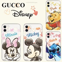 new disney mickey mouse minnie stitch winne pooh iphone 11 12 pro max case xs x xr 7 8 pus 6s for women girl couple luxury brand