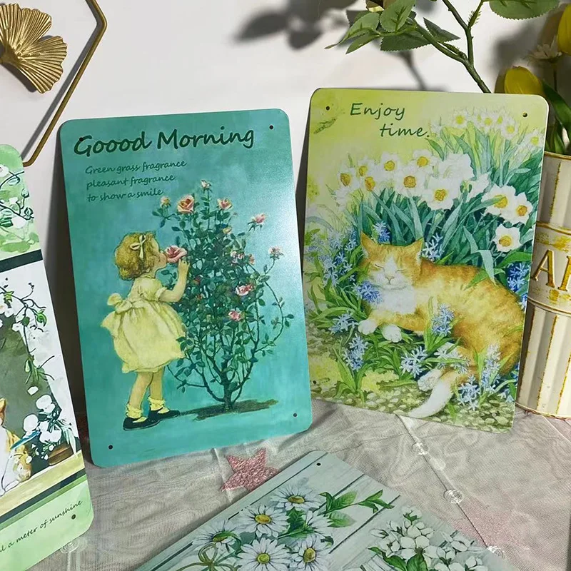 

Wholesale Vintage Flower Figure Iron Skin Painting Garden Pastoral Flower Shop Courtyard Balcony Wall Distressed Accessories Sma