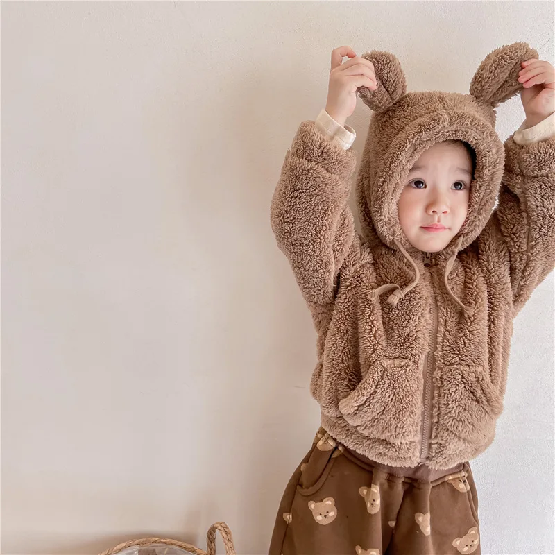 Детские зимние куртки детская плюшевая куртка 2021 стеганое пальто с милым