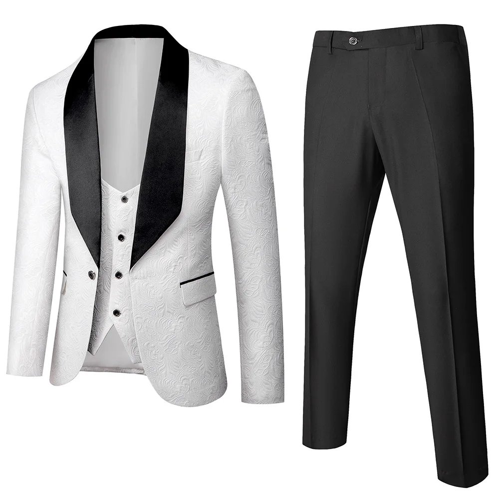 

Foreign trade explosive men's new business casual suits set men's wedding groom dress suit three-piece 3D Plus Size