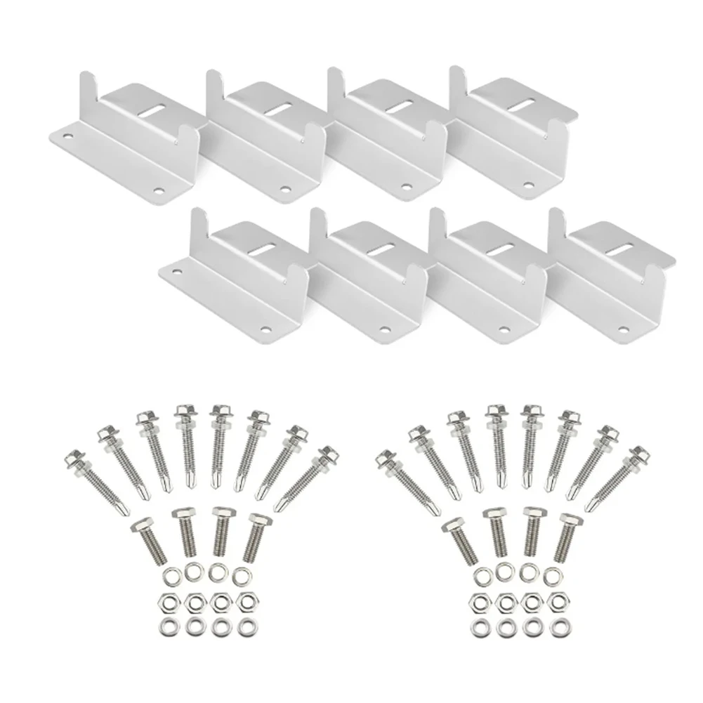 8Pc Solar Panel Mounting Brackets Flat Roof Mount Kit Car Aluminum Bracket Solar System Accessories with Nuts Bolts