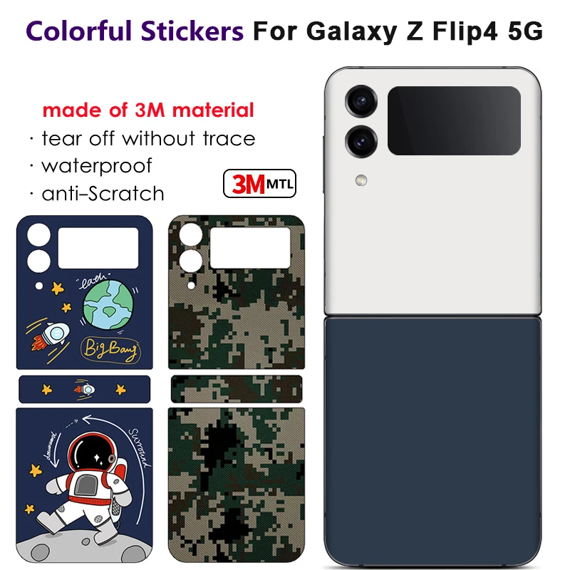 

Colorful Anti-Scratch Phone Sticker For SAMSUNG Z Flip4 5G Back + Hinge Protector Matte Film For Galaxy Z Flip 4 5G Skin Cover
