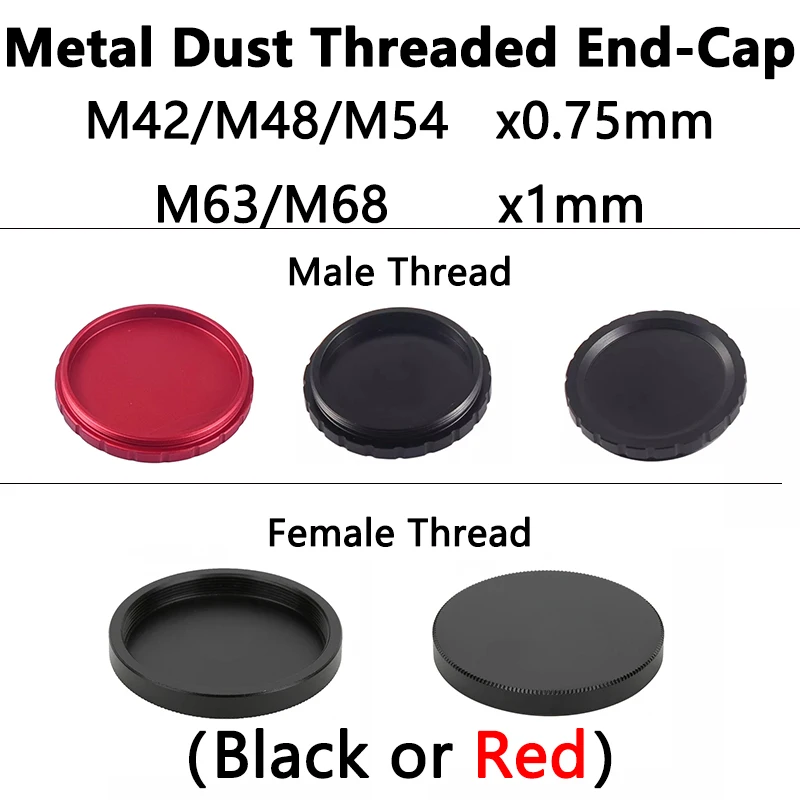 

StarDikor M42/M48/M54 x0.75mm M63/M68 x1 Male/Female Thread Metal Dust Threaded End-Cap For MPCC ZWO QHY Astronomical Telescope