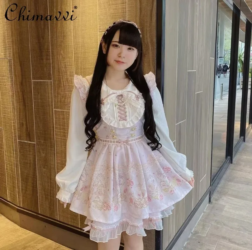 Осеннее платье в стиле &quotЛолита&quot с длинным рукавом и изображением мультяшного