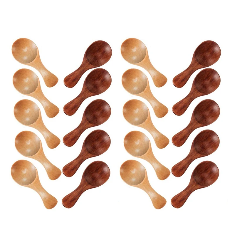 

20 Small Wooden Spoons Mini Seasoning Sugar Seasoning Salt Honey Teaspoon Coffee Tea Jam Mustard Ice Cream Wooden Spoon