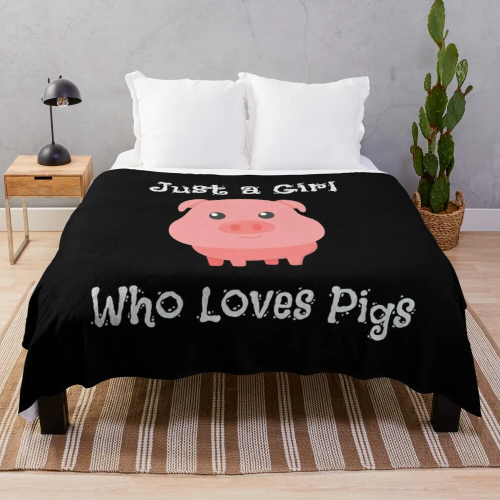 

Just a Girl Who Loves Pigs Cute Baby Pig Piglet Throw Blanket Nap Blanket Fluffy Blankets Large Anti-Pilling Flannel