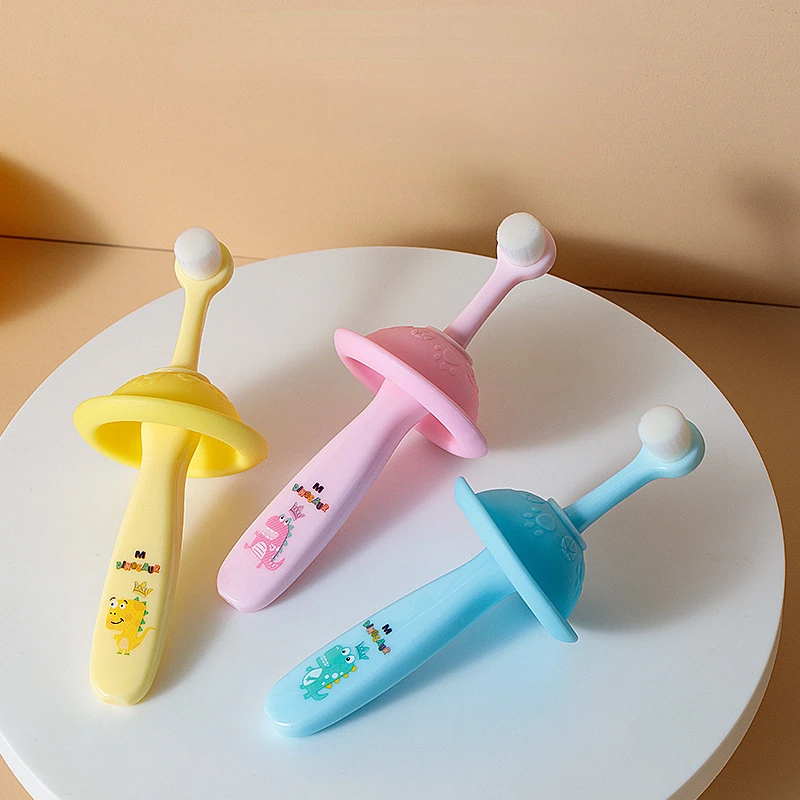 

0-3Y Cartoon Dinosaur Pattern Toothbrush for Baby Infant Training Tooth Brush Silicone Plastic Oral Brush Teeth Clean Brush