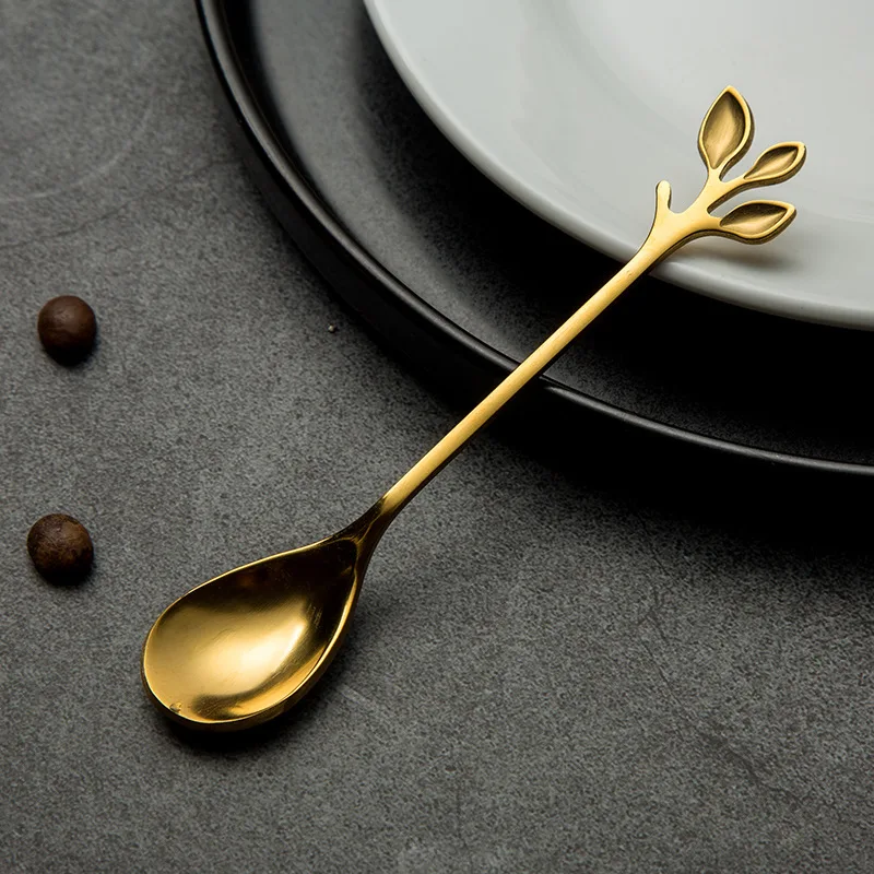 

Ложка из нержавеющей стали с листьями