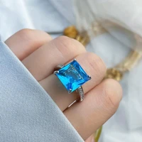 new luxury temperament blue zircon ring bohemian exquisite birthday party wedding gift for girlfriend fashion glamour jewelry