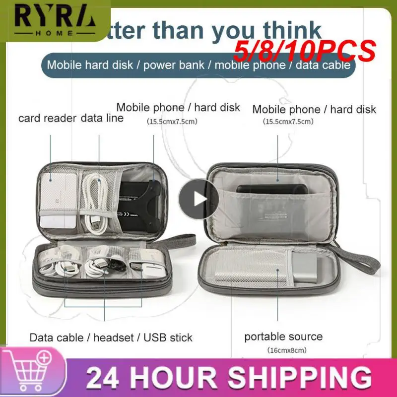 

5/8/10PCS Data Cable Storage Bags Storage Bags For Cable Cord Large Space Waterproof Bag Digital Gadget Carry Case
