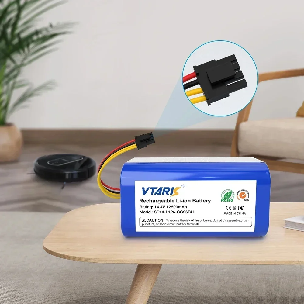 High Capacity 14.4V 12800mAh Li-lon Rechargeable Battery for Cecotec Conga 1290 1390 1490 1590 Vacuum Cleaner