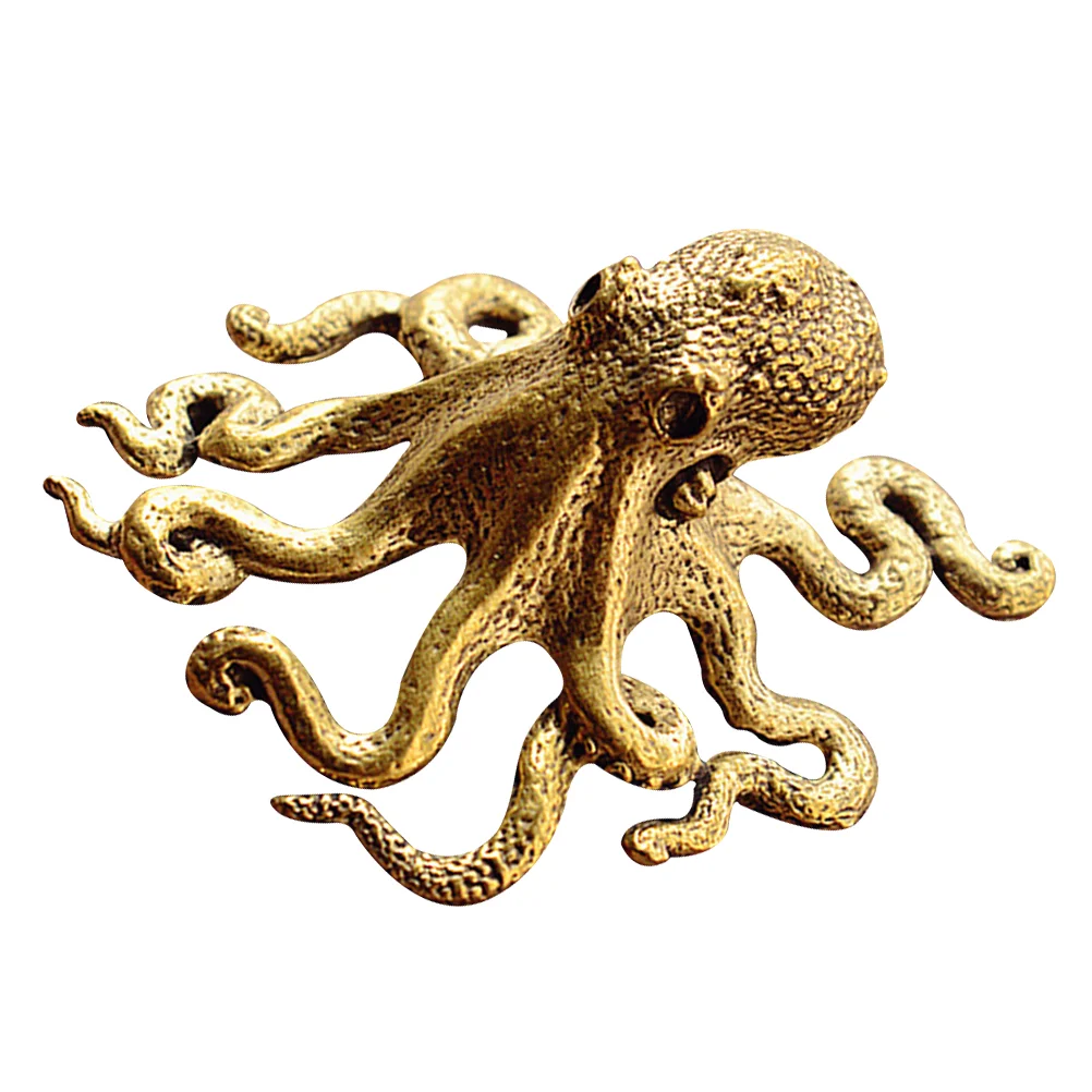 

Octopus Brass Decor Desktop Statue Figurine Figurines Animal Ornament Adornment Home Sculpture Figure Craft Sea Model Retro Mini