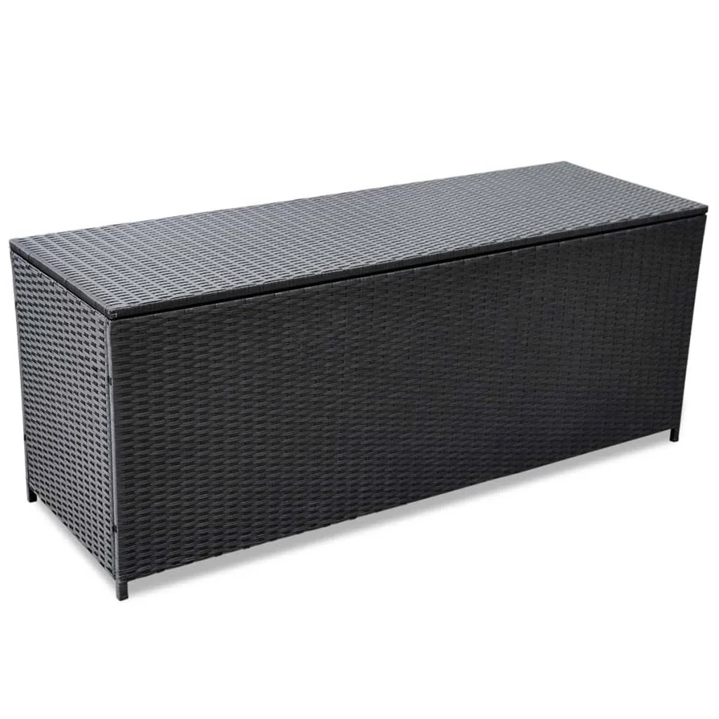 

Outdoor Patio Storage Box Garden Outside Cabinet Furniture Seating Decor Black 59"x19.7"x23.6" Poly Rattan