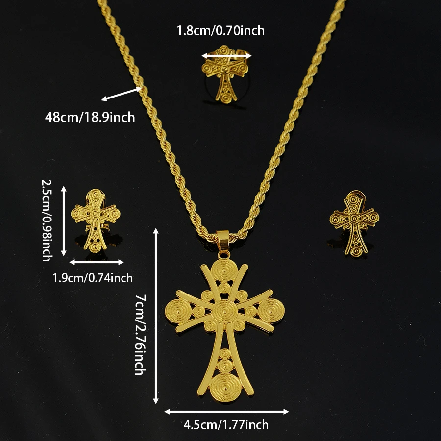 Эфиопские комплекты ювелирных изделий подвески с крестом ожерелья серьги кольца