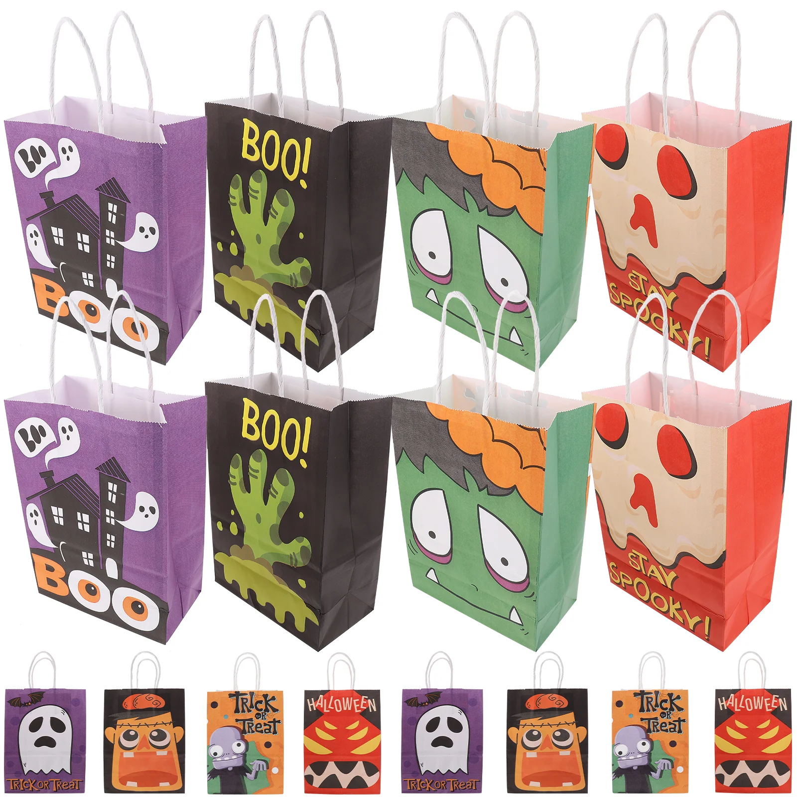 

24 Pcs Halloween Bags Gift Pouch Candy Holder Party Goodie Treat Kraft Paper Gifts