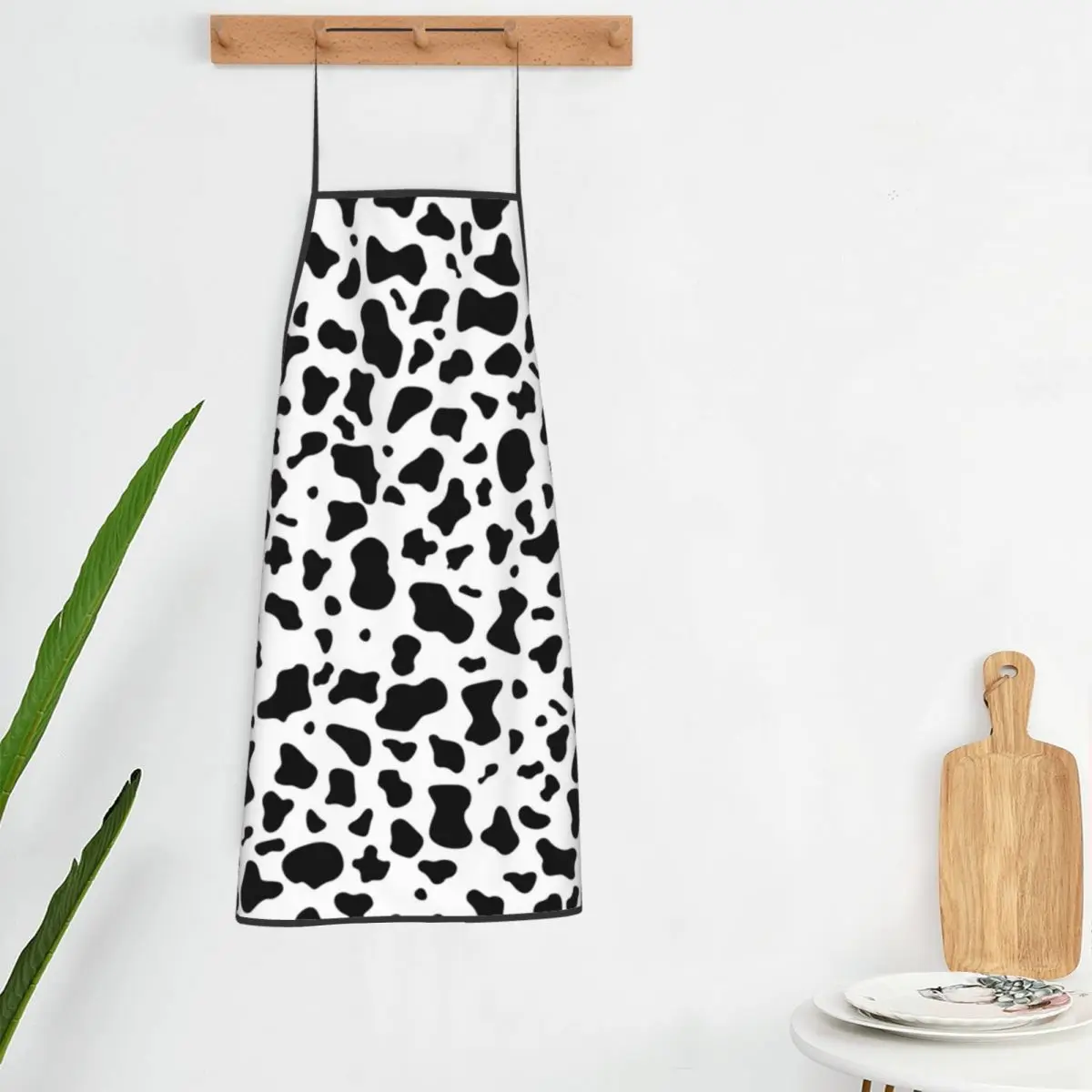 

Black White Cow Print Apron Trendy Pattern Spots Animal Cleaning Fashion Kitchen Accessories Barber Work Aprons without Pocket
