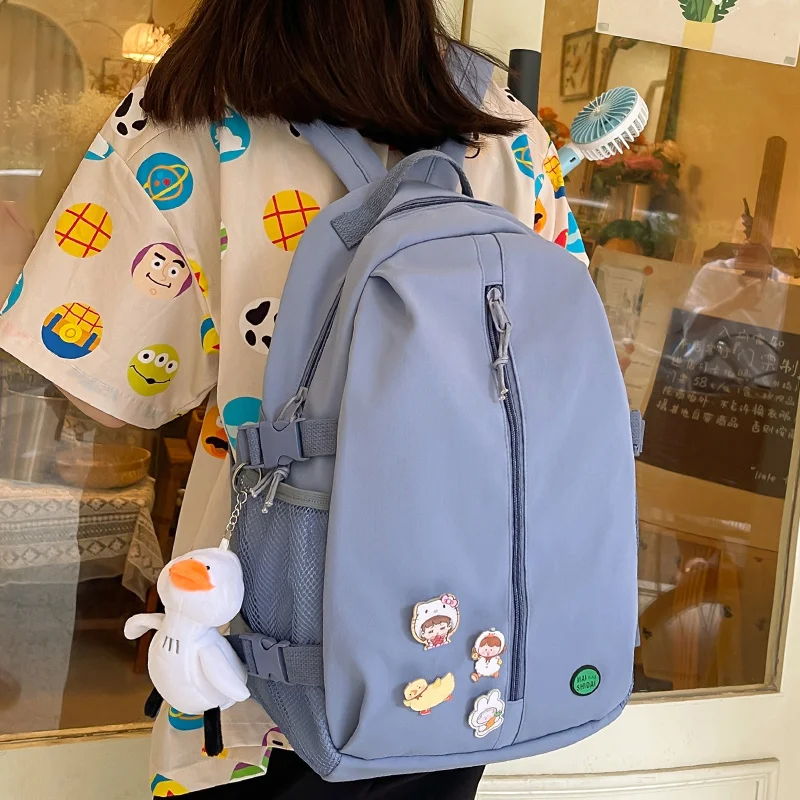 

Fashionable Female Students Large Capacity Solid Backpack Korean Contracted Style Girls Schoolbag Cute Women Travel Shoulder Bag