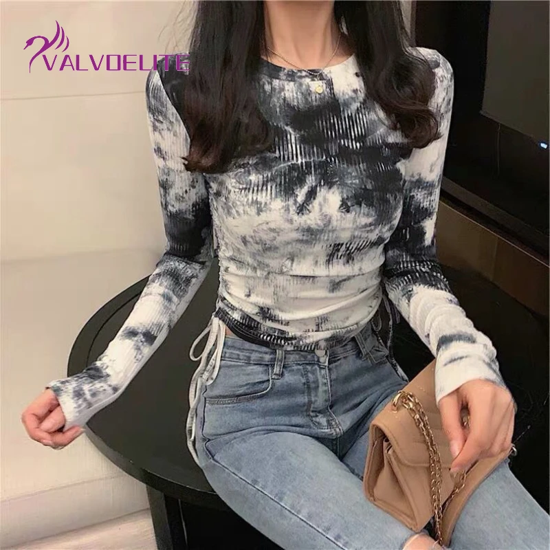 

Long-sleeved T-shirt Woman2022 Spring and Autumn New Korean Version Slim Fit and Slim Fashion All-match Knitted Round Neck Top