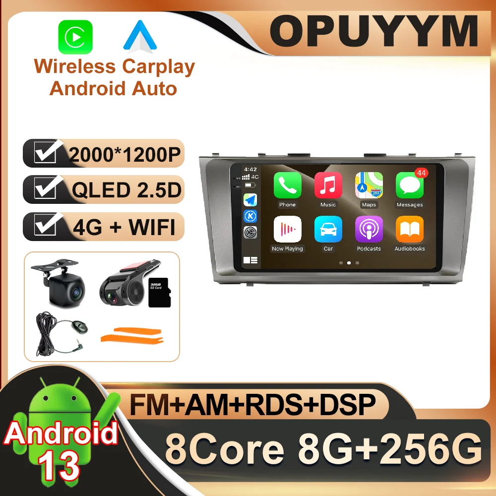 

9 дюймов Android 13 для Toyota Camry 40 2006 - 2011 автомобильное радио 4G LTE AHD ADAS навигация GPS BT DSP мультимедийное видео Авторадио