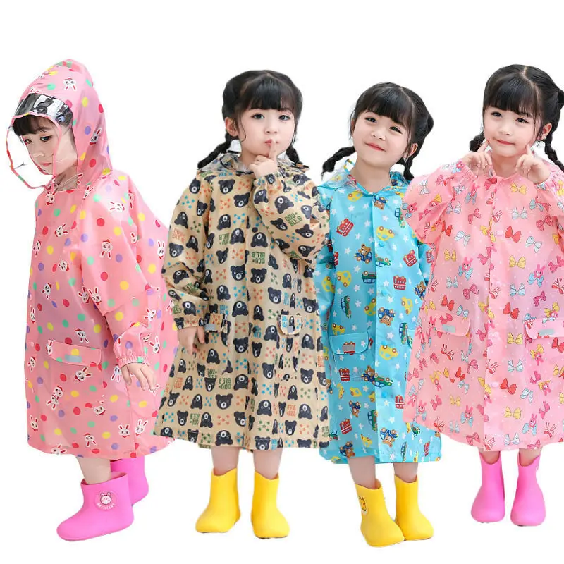 

Cartoon children's raincoat thickened full-body waterproof raincoat for schoolbag for primary school students walking raincoat