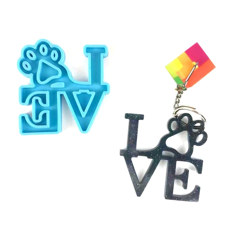 

R3MC DIY Pet Series Love Dog Paw Silicone Epoxy Mold DIY Keychain Pendant Ornaments Crafting Mould for Anniversary Gift