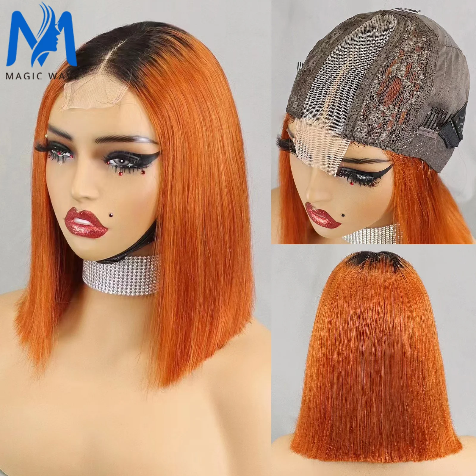 Бесклеевые парики из натуральных волос Боб плотность 350% короткие для чернокожих