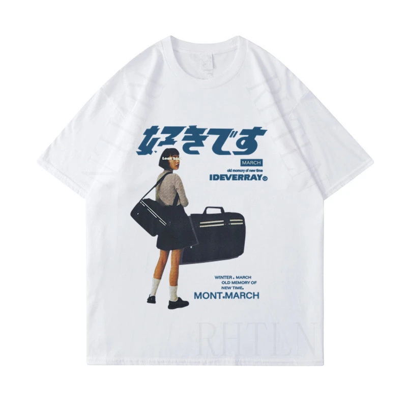 

Men's Summer Short Sleeve Hip Hop Street Style Harajuku T-Shirt Girls Kanji Print T-Shirt Quick Dry Loose Large Size Top T-Shirt