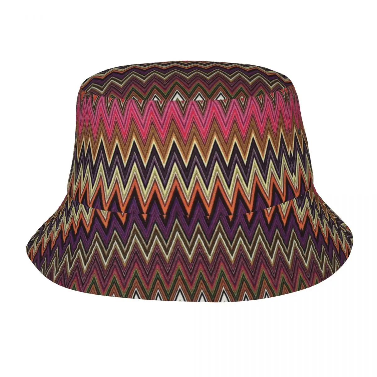 

Панама в стиле бохо для мужчин и женщин, Модная Бытовая многоцветная шапка-зигзаг с принтом, камуфляжная кепка от солнца, пляжа, рыбака в сти...