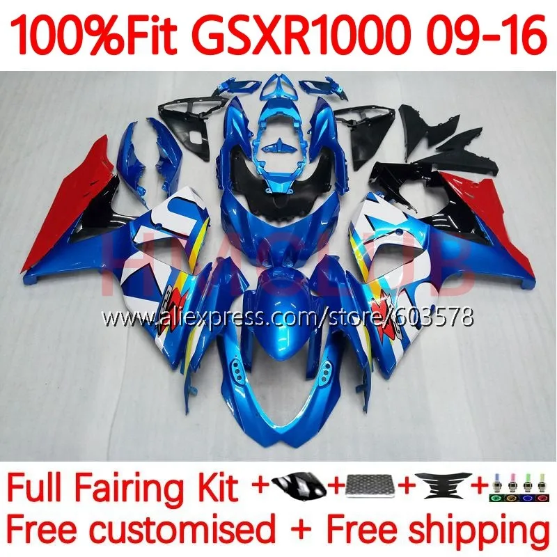 

Injection For SUZUKI K9 GSXR 1000 GSXR1000 2009 2010 2011 2012 2013 2014 2015 2016 GSXR-1000 09 16 blue metal Fairing 102No.124