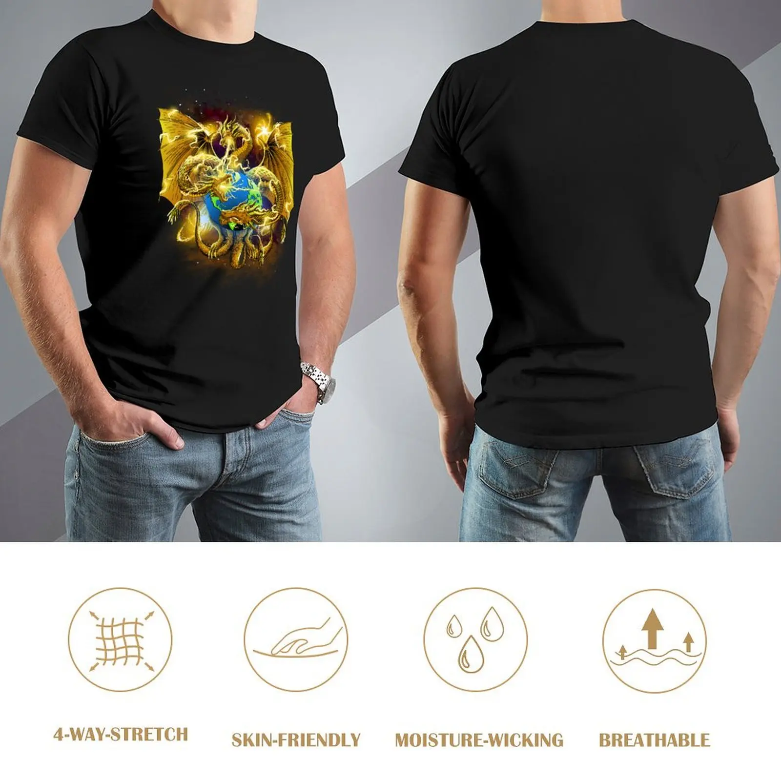 Фото Футболка King Ghidorah Эстетическая одежда быстросохнущие мужские высокие футболки №4