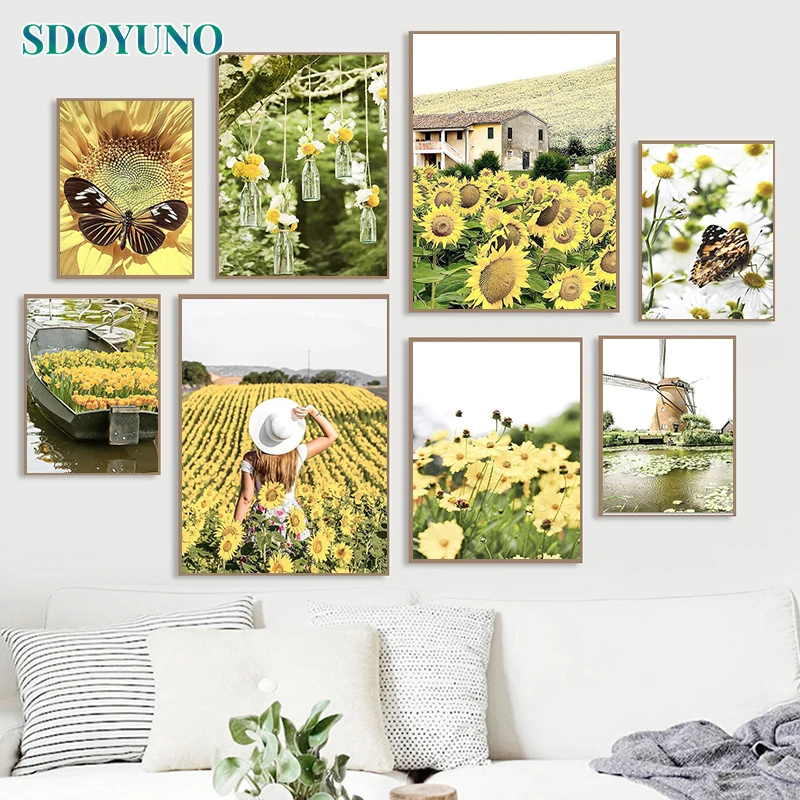 

SDOYUNO Modern Painting By Numbers For Adults Green Scenery Wall Art Frameless Picture By Numbers Diy Gift For Home Decoration