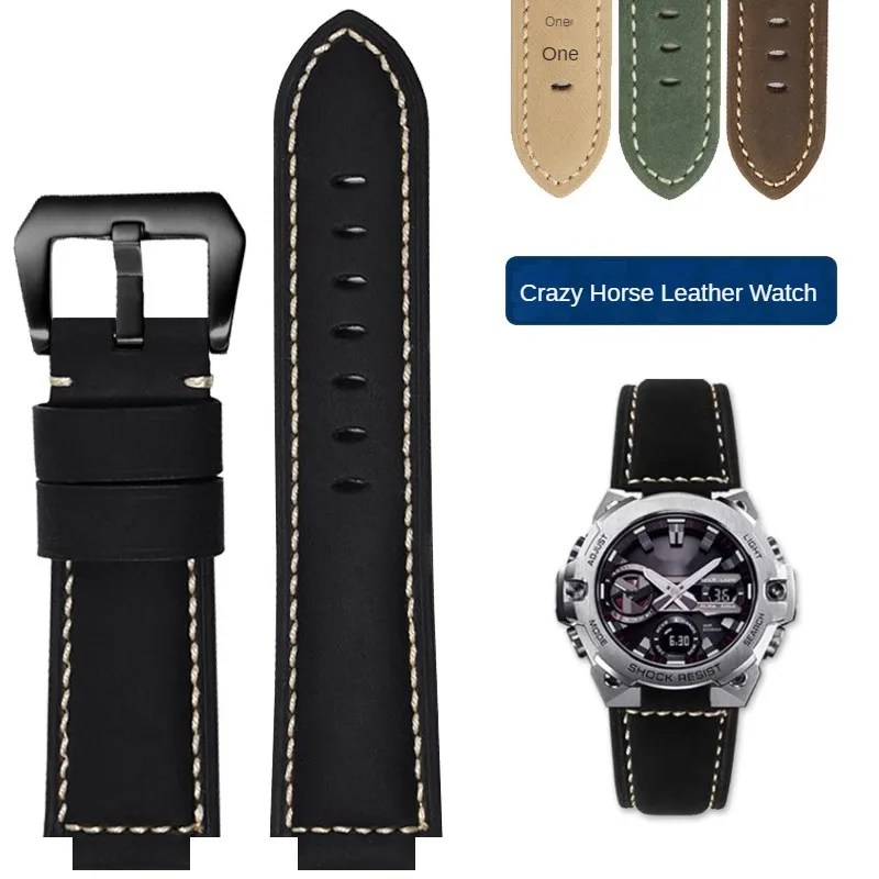 

Retro Frosted Leather Watch Substitute For G-SHOCK GST-B200/B400 Series Men Convex Interface Cowhide Watch With 14/16mm.