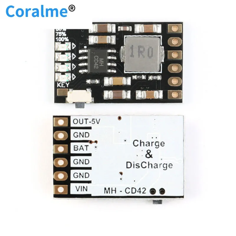 

CD42 DC 5V 2.1A Mobile Power Diy Board 4.2V Charge Discharge(Boost) Battery Protection Indicator Module 3.7V Lithium 18650