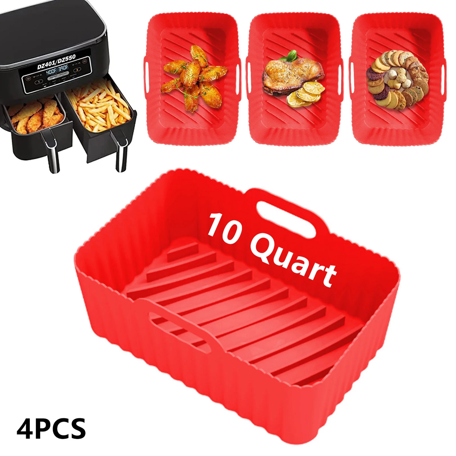 Air Fryer Silicone Liners Basket Heat Resistant Easy Cleaning Air Fryers Oven Accessories Reusable Air Fryer Bowls Baking Tray