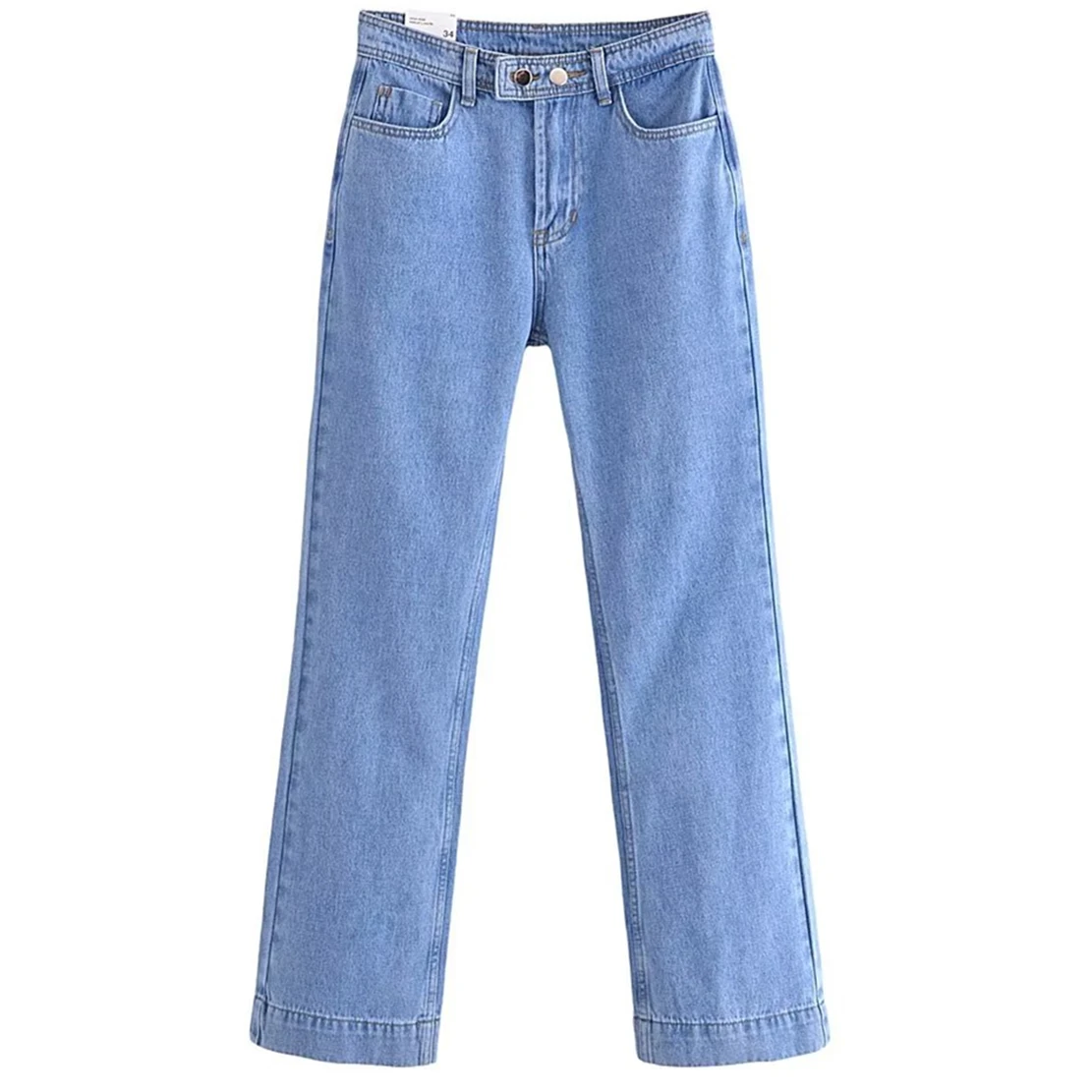 

Elmsk New Vintage Loose Mom Jeans Women High Street Blue Denim Pants