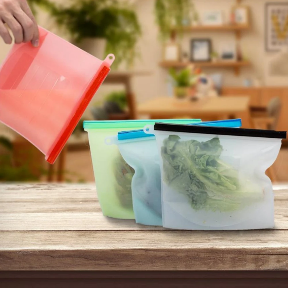 

Silicone Fresh-Keeping Bag Reusable High Temperature Resistant Silicone Sealing Bag Storage Bag Refrigerator Freezer Food Bag
