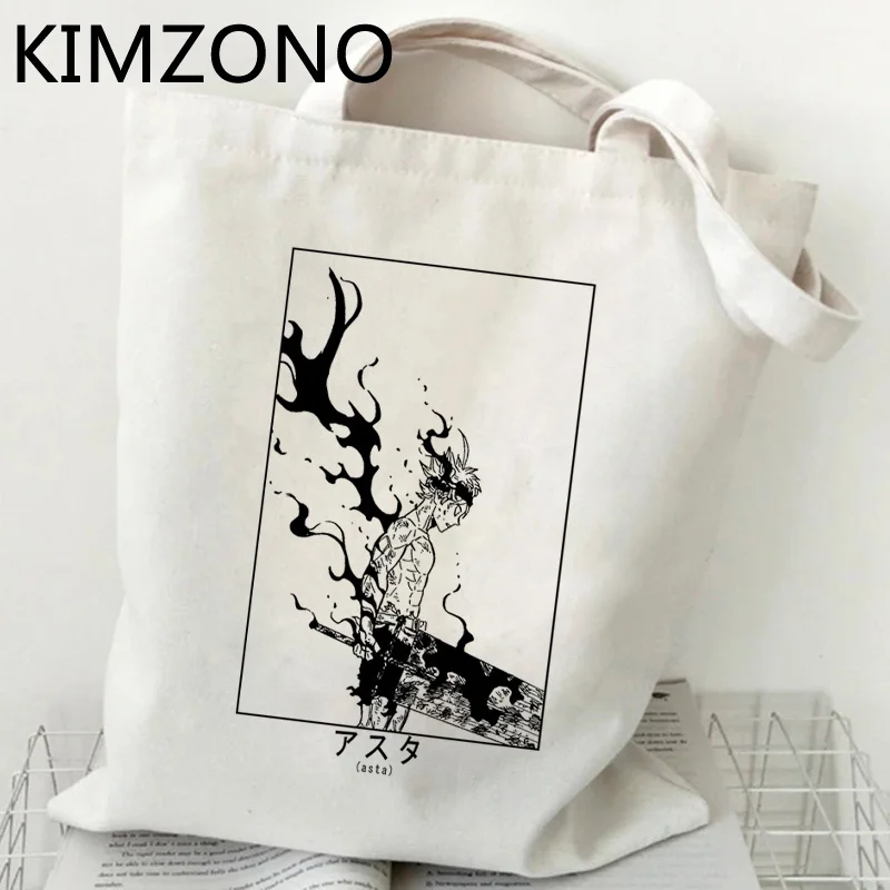 

Сумка для покупок с изображением черного клевера, экологически чистая Сумочка, многоразовые тканевые тоуты, Экологически чистая сумка